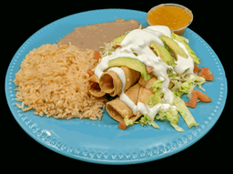 #4 Three Flautas Rice & Beans